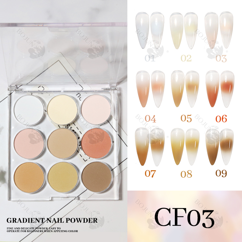 BOJUN CF03 | 9 in 1 Solid Nail Gradient Pigment Powder Set